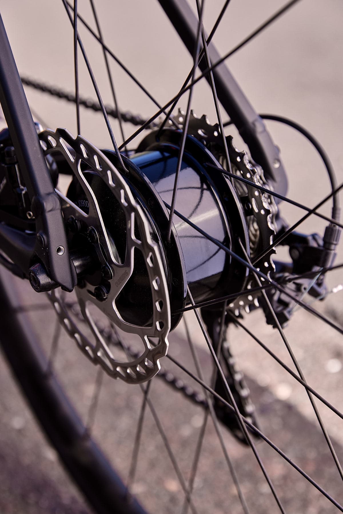 Hyena rear hub motor close-up